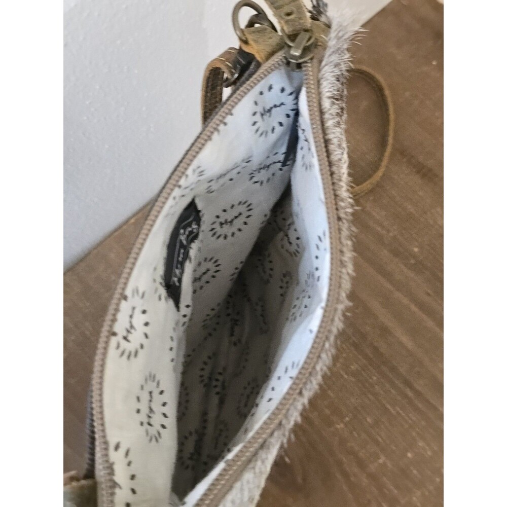 Myra Bag Crisscross Fantasy Crossbody Hair On Hide Leather Canvas Southwestern - Picture 8 of 11